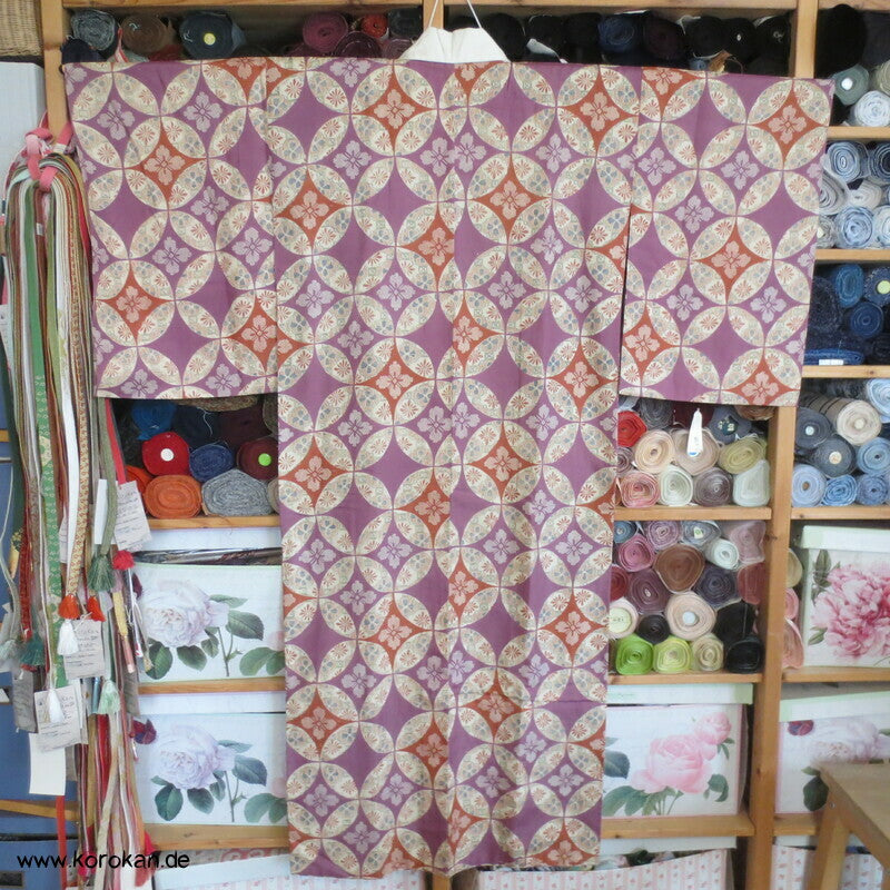 Shippo in mauve beige Seide Juban Unterkimono