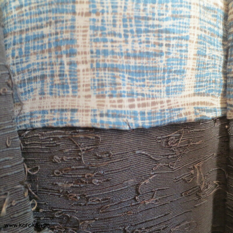 zotteliger Fushi Tsumugi Haori Kimono Jacke, mit Himo