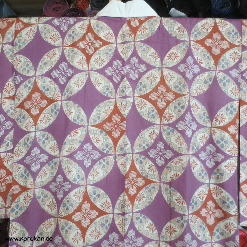 Shippo in mauve beige Seide Juban Unterkimono