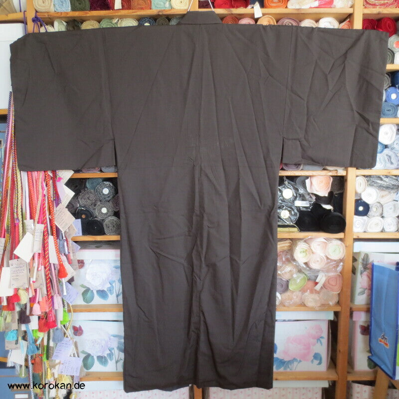 dunkelbrauner Komon Kimono , strukturiert gewebt