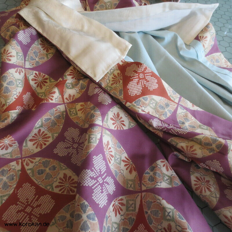 Shippo in mauve beige Seide Juban Unterkimono
