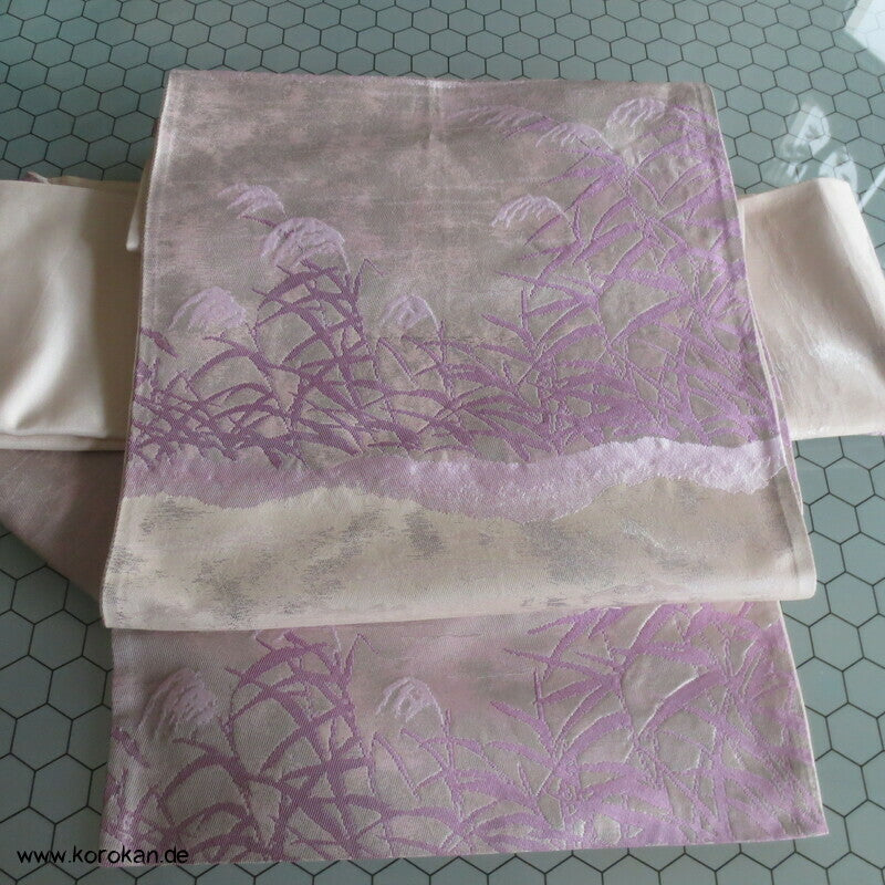 Fukuro Obi Seidenbrokat Pampasgras