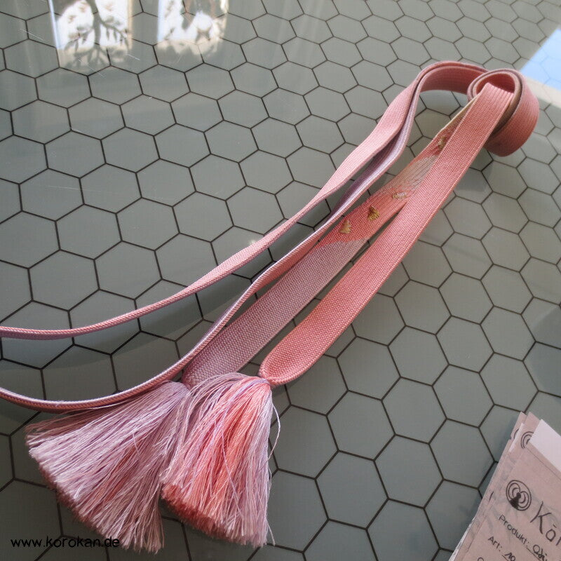 Obijime, rosa flieder mit gestickten goldenen Punkten