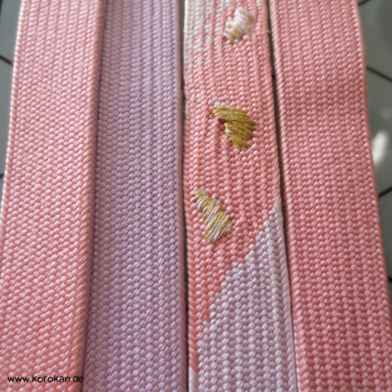 Obijime, rosa flieder mit gestickten goldenen Punkten