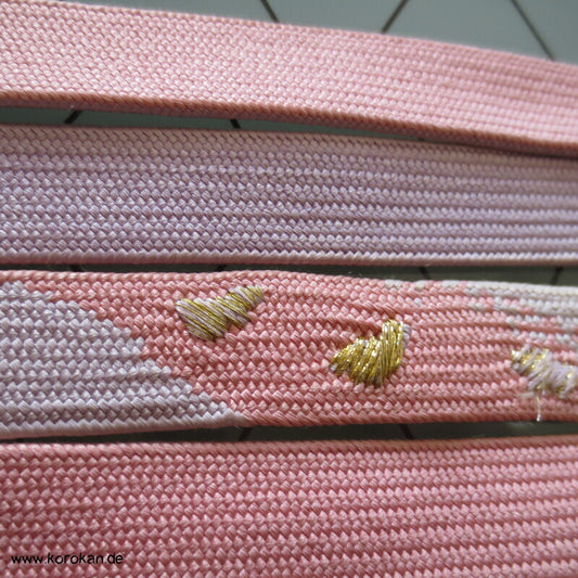 Obijime, rosa flieder mit gestickten goldenen Punkten