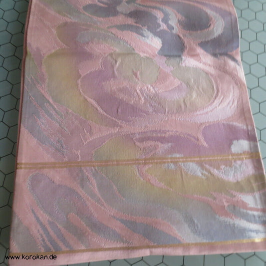 Fukuro Obi Seidenbrokat pastellige Wellen