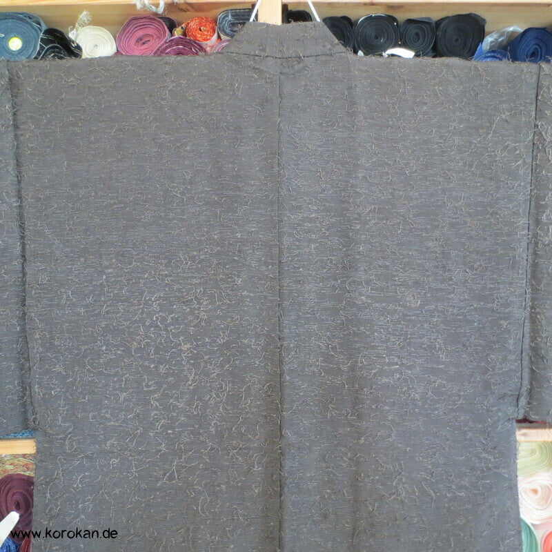 zotteliger Fushi Tsumugi Haori Kimono Jacke, mit Himo