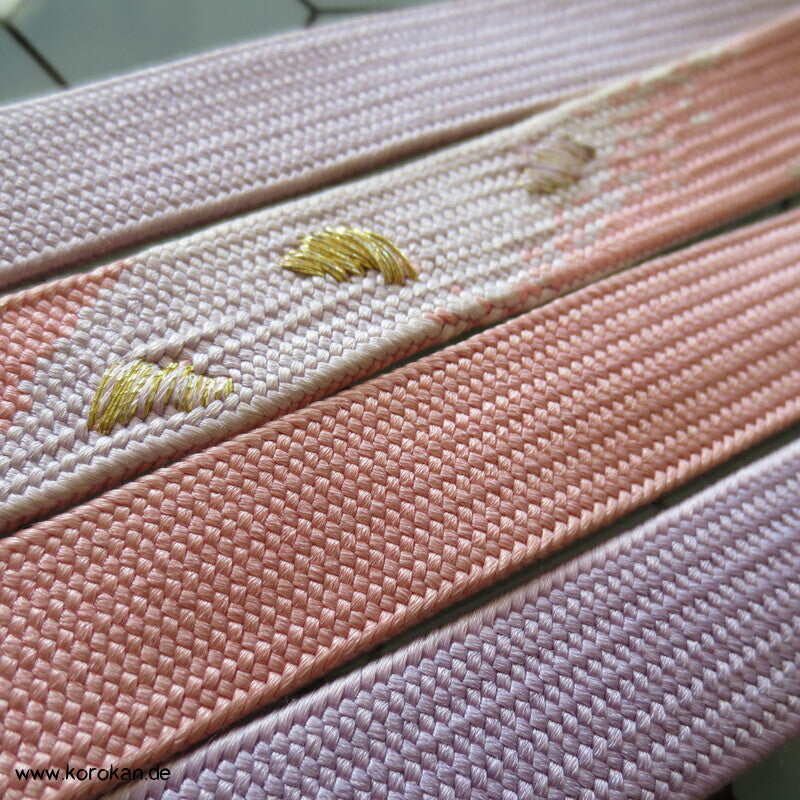 Obijime, rosa flieder mit gestickten goldenen Punkten