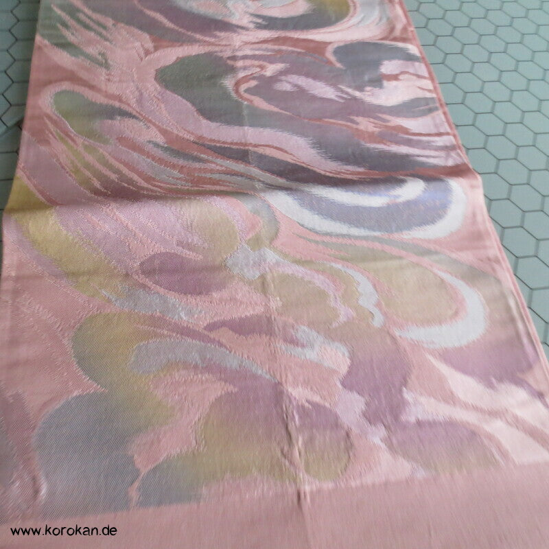 Fukuro Obi Seidenbrokat pastellige Wellen