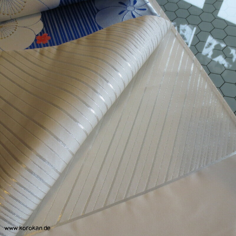 Ume blau silber Fukuro Obi, Nishijin Seidenbrokat Originaletiketten, Kimonogürtel