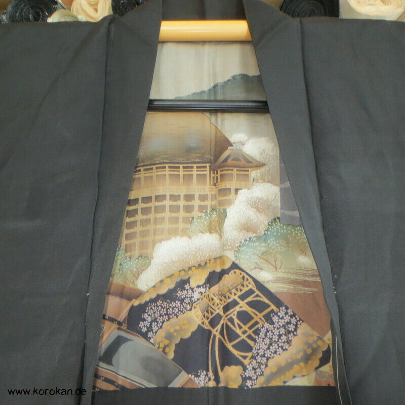 anthrazit - schwarze Haori, Bildfutter Schreibkasten