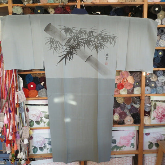 handgemalter Bambus auf Seide, Juban Kimono