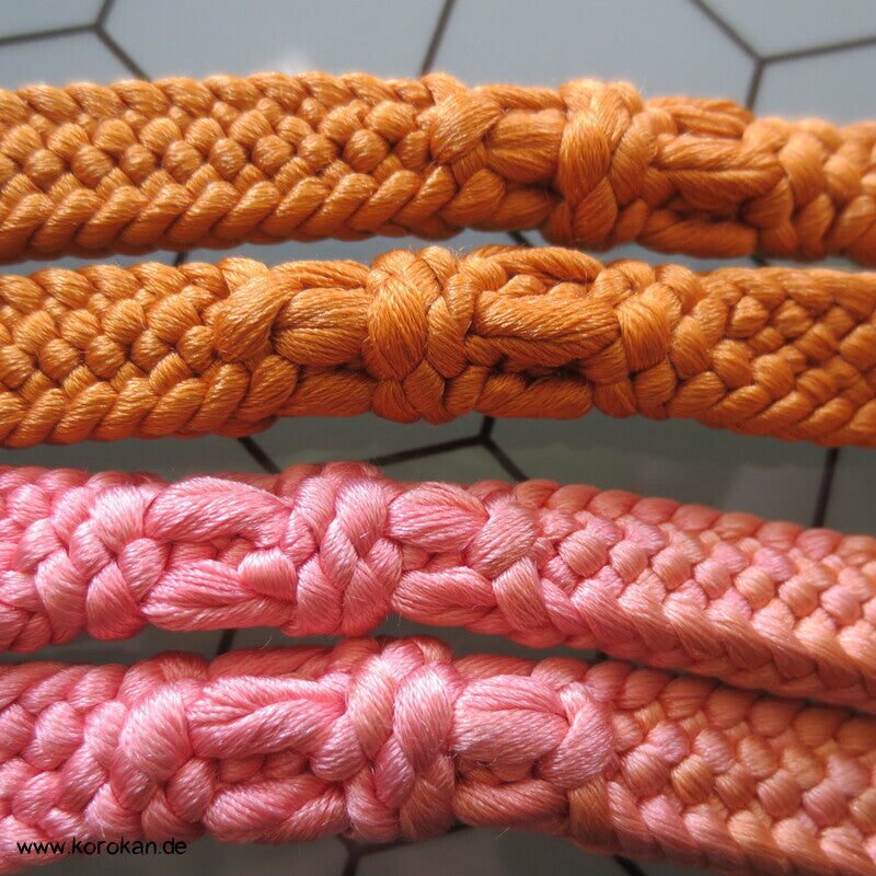 Obijime, Farbverlauf zwischen rosa und mango mit dicken Knubbeln