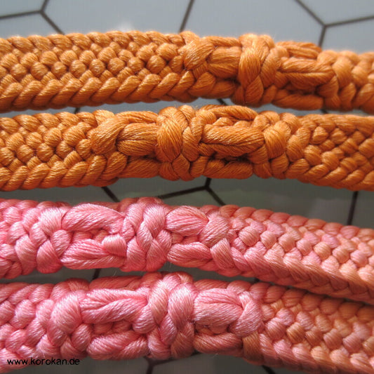Obijime, Farbverlauf zwischen rosa und mango mit dicken Knubbeln