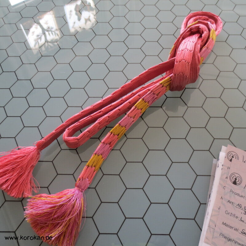 Obijime, rosa mit Flottierungen und gelb und flieder