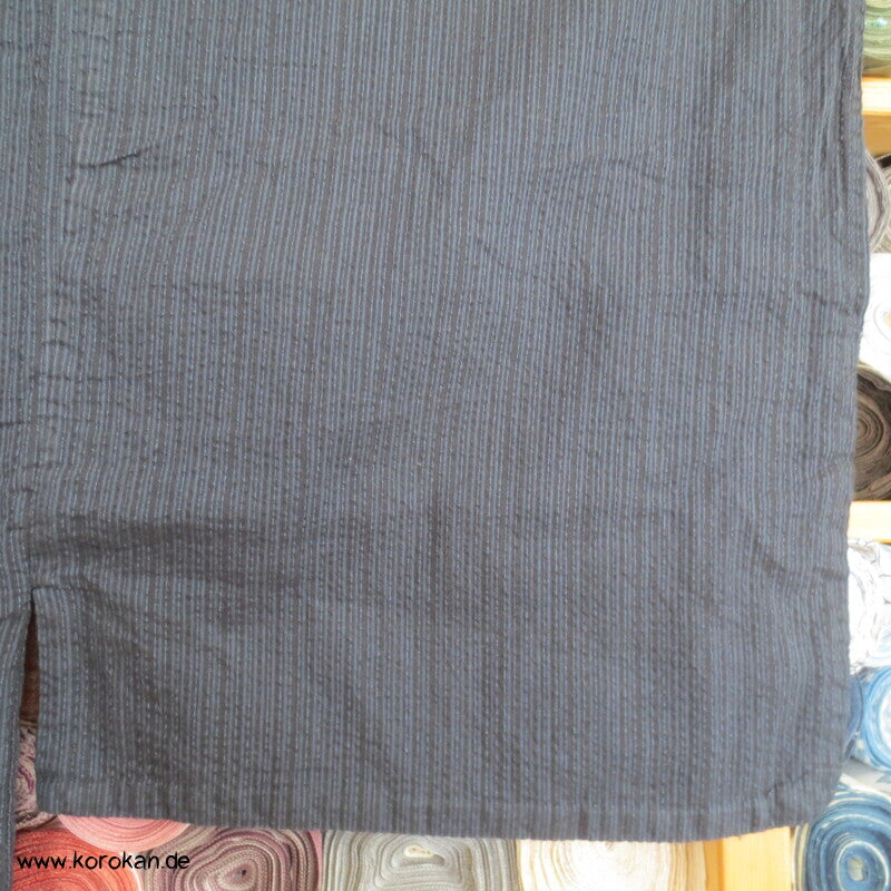 Awa Shijira Hitoe / Yukata - ungefütterter Männer Baumwoll Kimono, blauschwarz