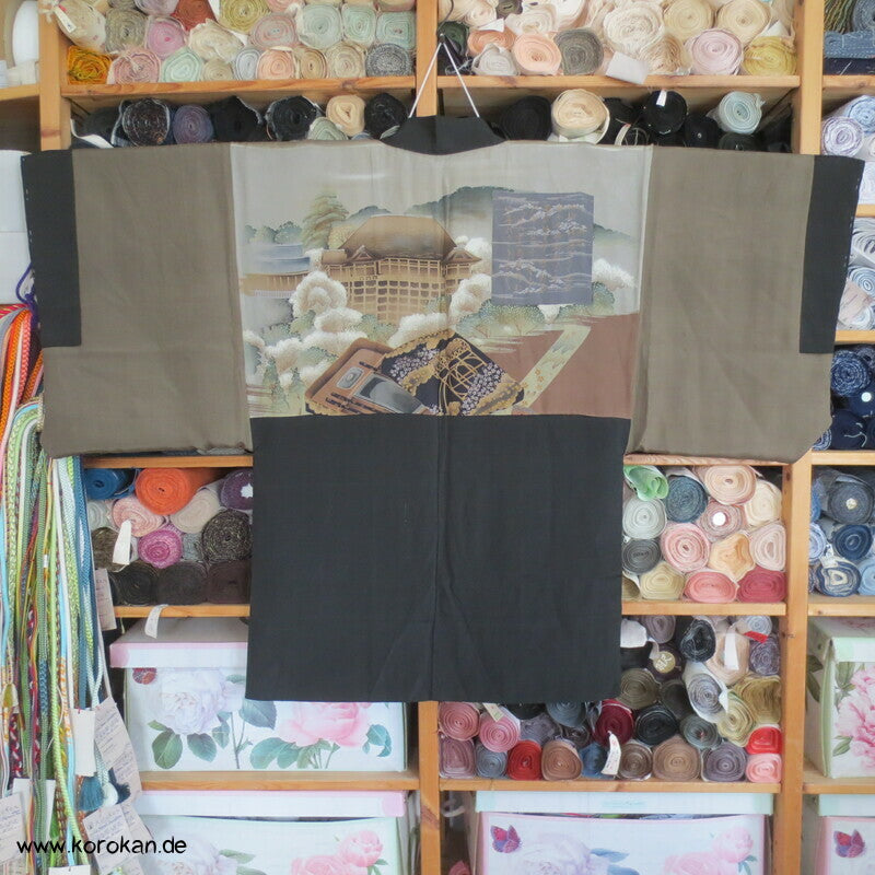 anthrazit - schwarze Haori, Bildfutter Schreibkasten