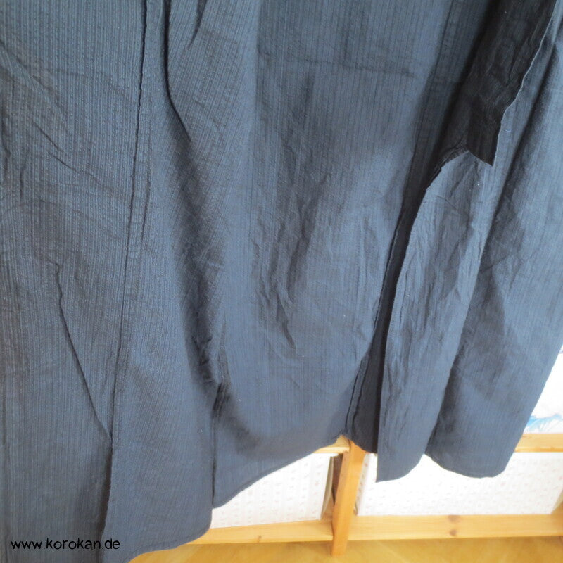 Awa Shijira Hitoe / Yukata - ungefütterter Männer Baumwoll Kimono, blauschwarz