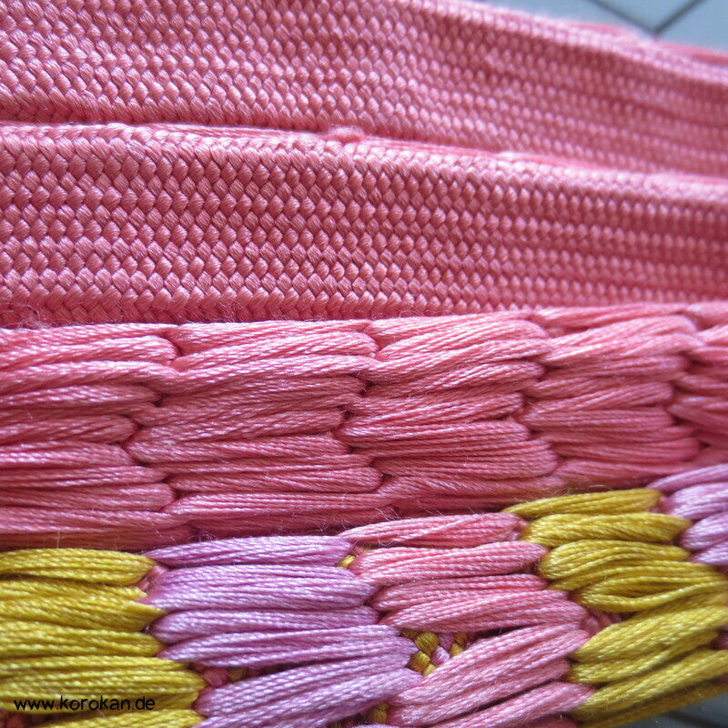 Obijime, rosa mit Flottierungen und gelb und flieder