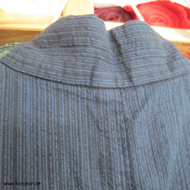 Awa Shijira Hitoe / Yukata - ungefütterter Männer Baumwoll Kimono, blauschwarz