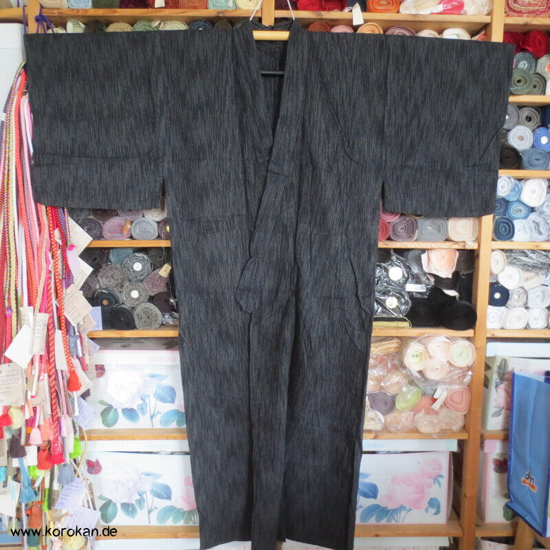 Awa Shijira Hitoe / Yukata - ungefütterter Männer Baumwoll Kimono, feine Streifen