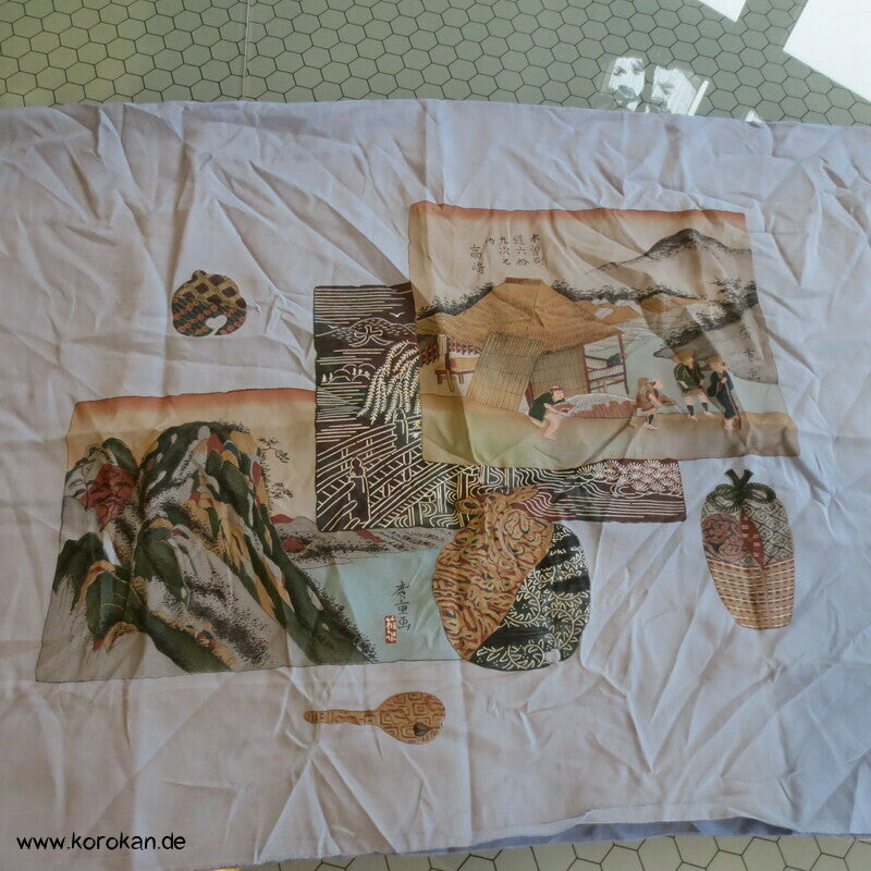Tokkaido handgemalter Seidencrepe Haori Kimono Jacken Schulter Futter