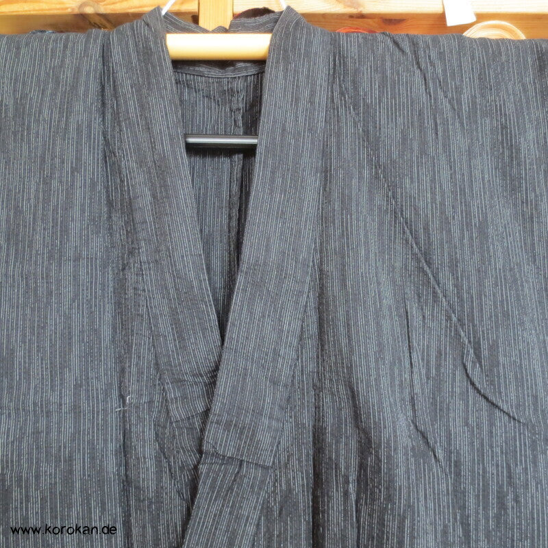 Awa Shijira Hitoe / Yukata - ungefütterter Männer Baumwoll Kimono, feine Streifen