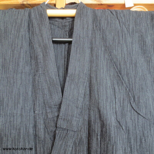 Awa Shijira Hitoe / Yukata - ungefütterter Männer Baumwoll Kimono, feine Streifen