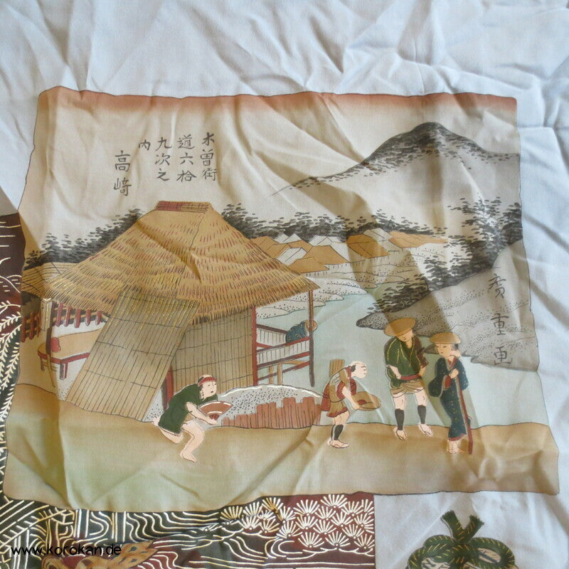 Tokkaido handgemalter Seidencrepe Haori Kimono Jacken Schulter Futter