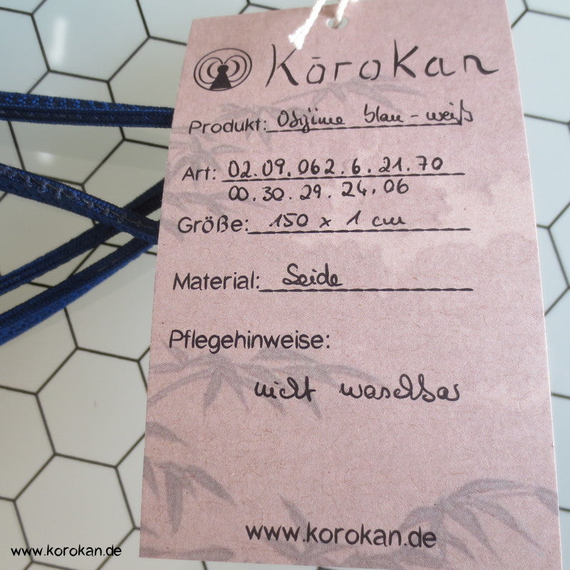 blau mit weißen Abschnitten Obijime, neu