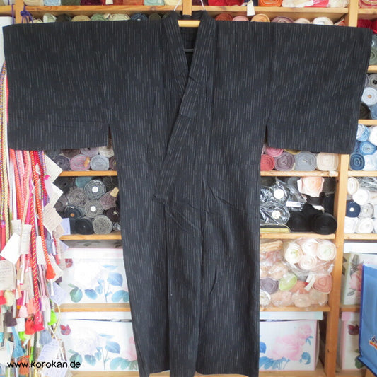 Awa Shijira Hitoe / Yukata - ungefütterter Männer Baumwoll Kimono, Streifen