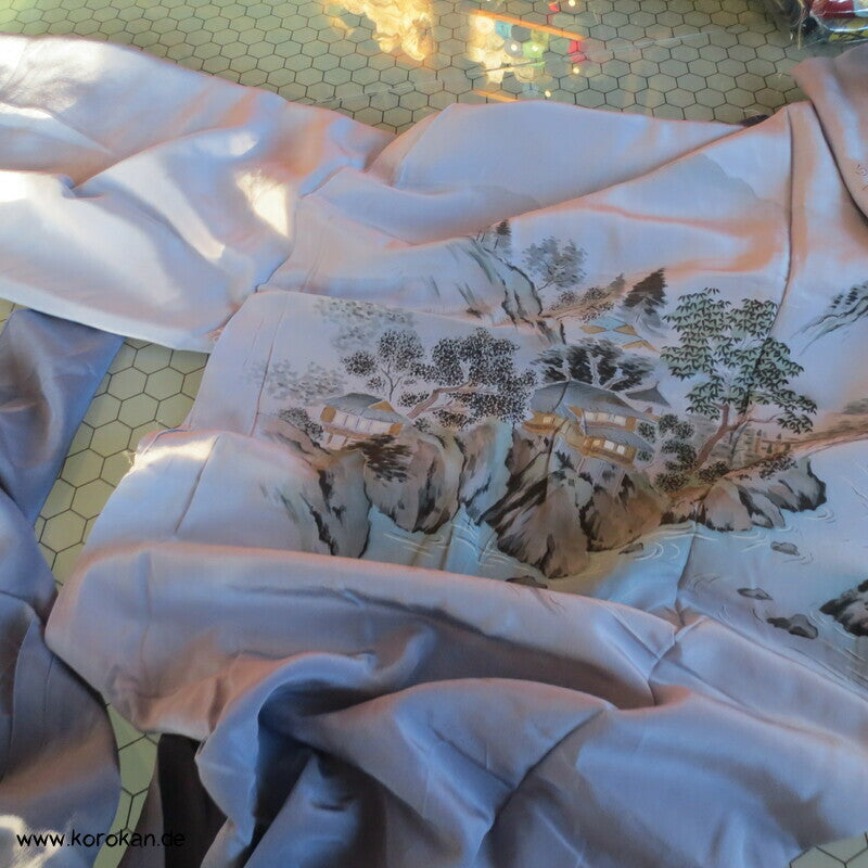 Landschaftsbild Männer Juban Kimono, Seiden Karieba