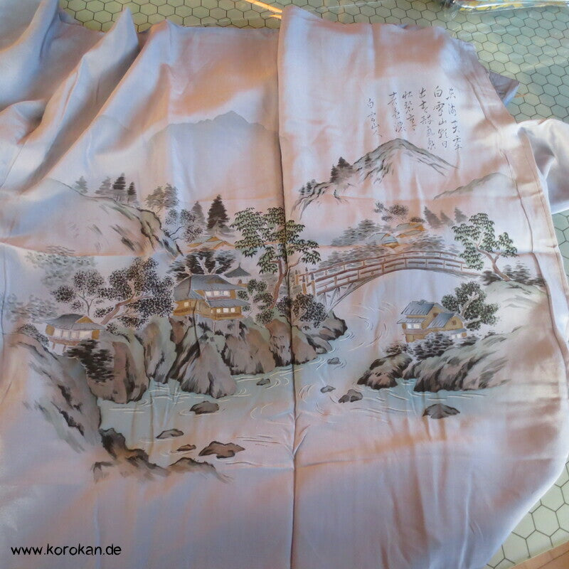 Landschaftsbild Männer Juban Kimono, Seiden Karieba