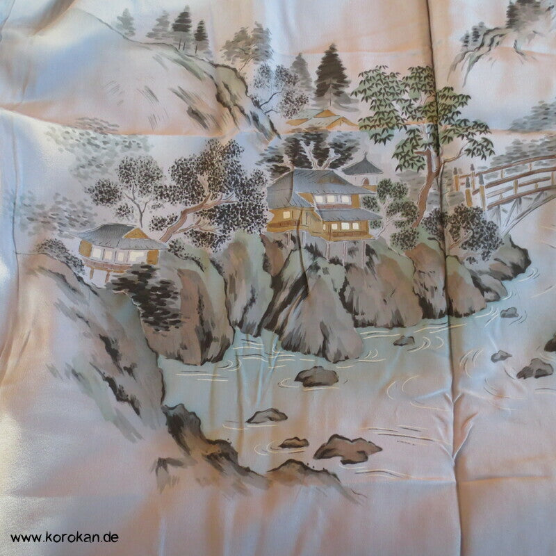Landschaftsbild Männer Juban Kimono, Seiden Karieba