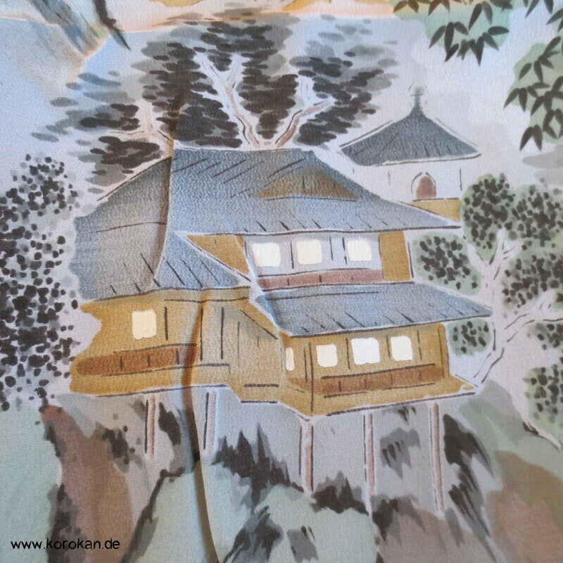 Landschaftsbild Männer Juban Kimono, Seiden Karieba