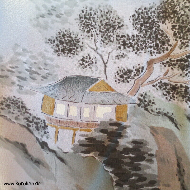 Landschaftsbild Männer Juban Kimono, Seiden Karieba