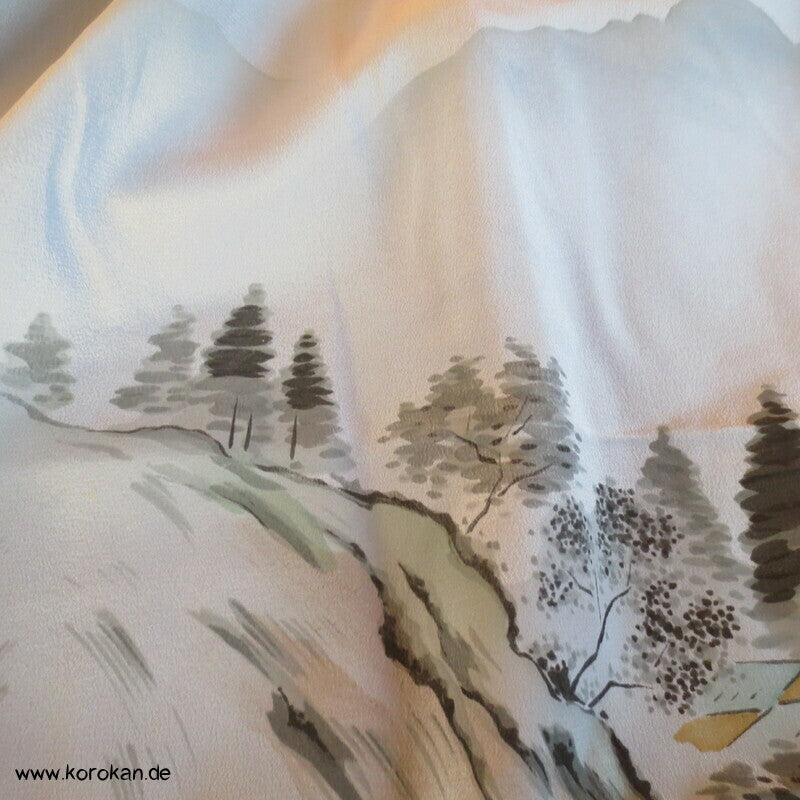 Landschaftsbild Männer Juban Kimono, Seiden Karieba