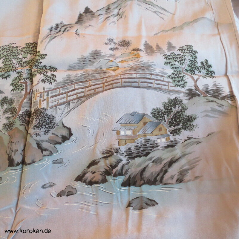 Landschaftsbild Männer Juban Kimono, Seiden Karieba