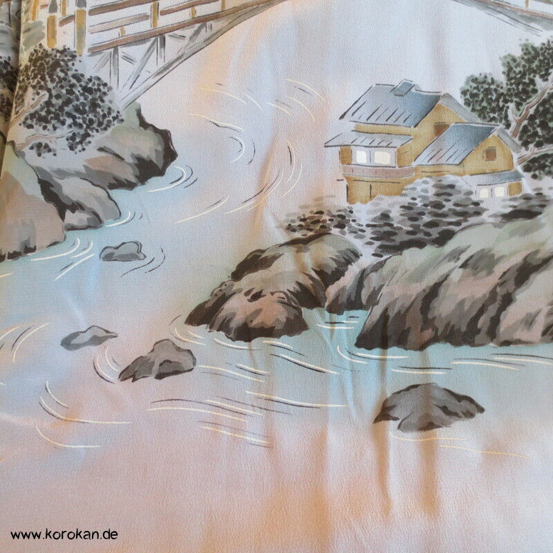 Landschaftsbild Männer Juban Kimono, Seiden Karieba