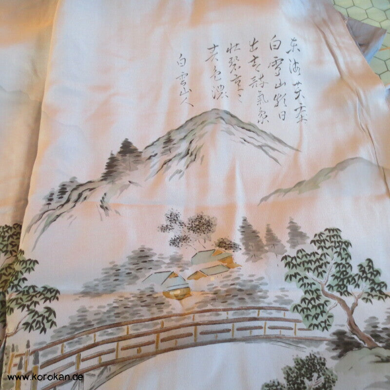 Landschaftsbild Männer Juban Kimono, Seiden Karieba