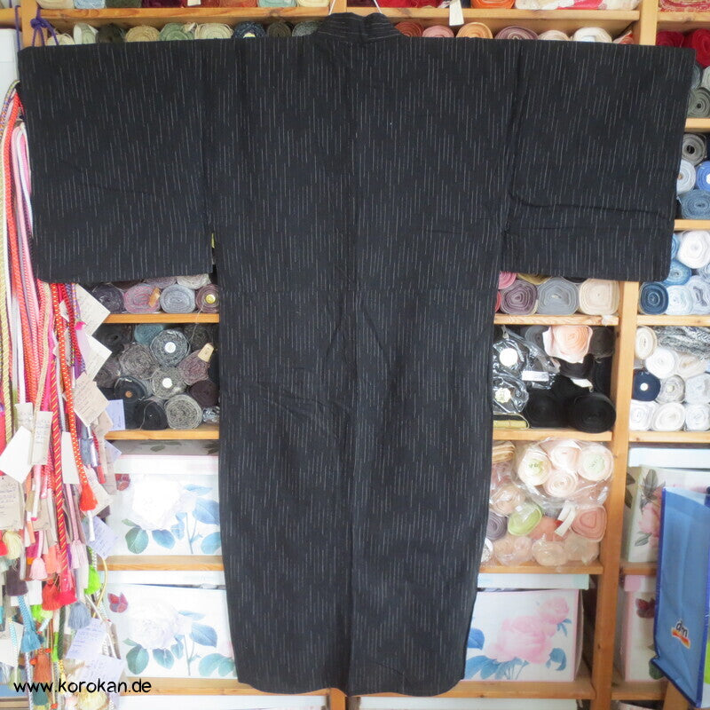 Awa Shijira Hitoe / Yukata - ungefütterter Männer Baumwoll Kimono, Streifen