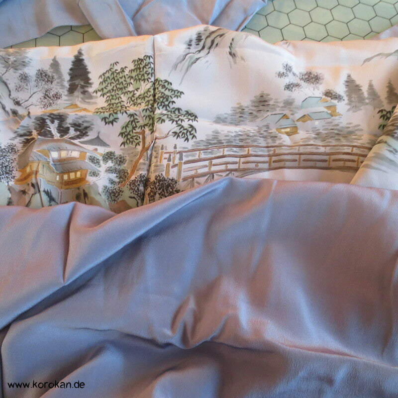 Landschaftsbild Männer Juban Kimono, Seiden Karieba