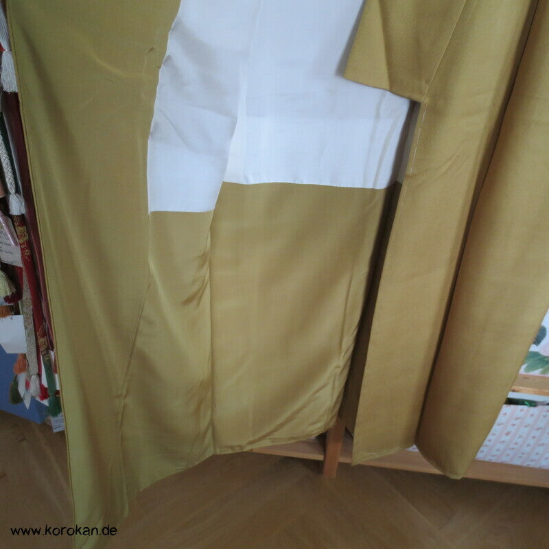 senffarben / messing Iromuji Seidencrepe Kimono