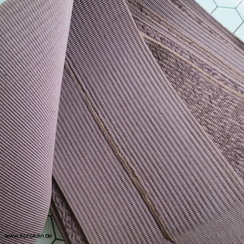 japanischer dunkelbrauner Seidenjacquard Kaku Obi Kimonogürtel