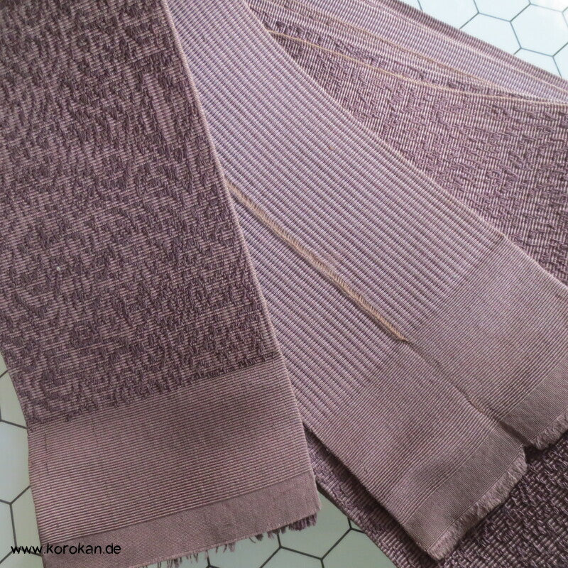 japanischer dunkelbrauner Seidenjacquard Kaku Obi Kimonogürtel