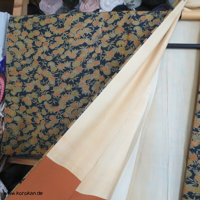 Spatzen, Bambus und kreisrunde Früchte Komon Kimono