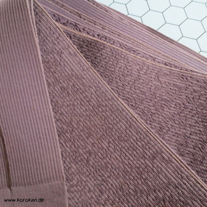 japanischer dunkelbrauner Seidenjacquard Kaku Obi Kimonogürtel