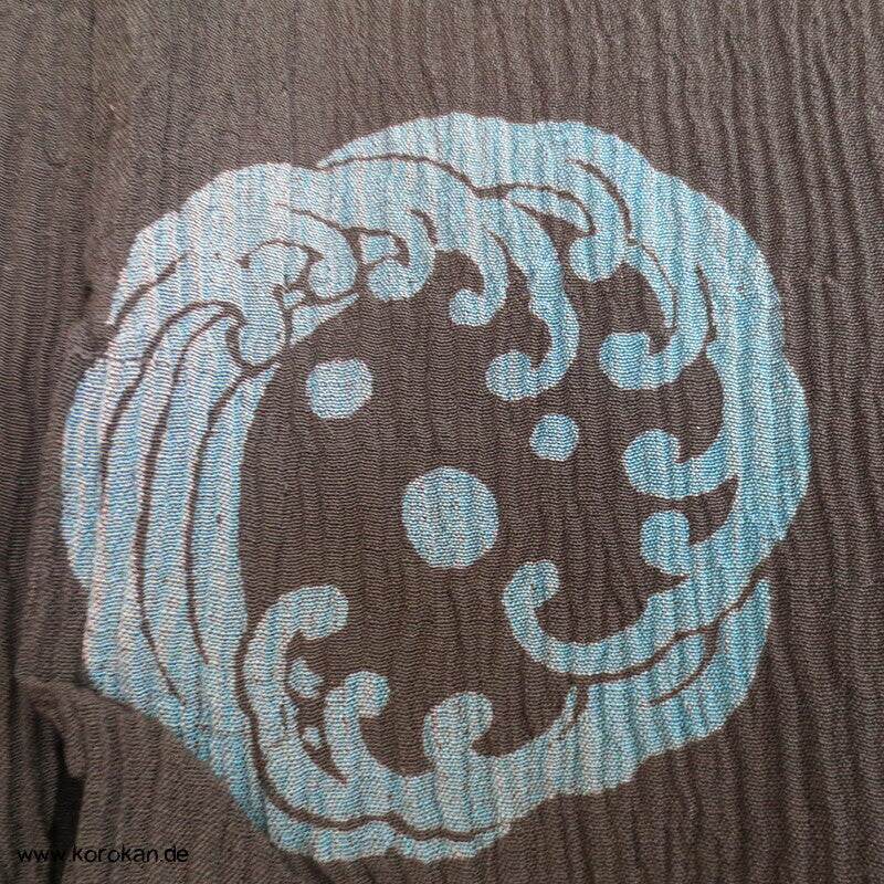 Wellenrondelle Hitoe Kimono, schwarzer Hanf / Ramie Krepp