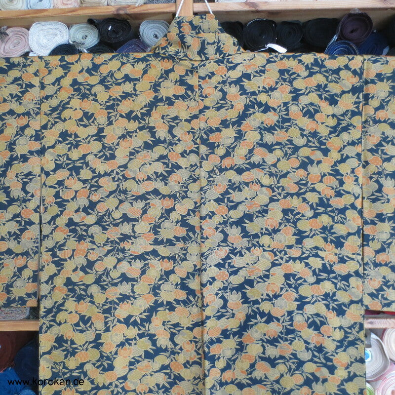 Spatzen, Bambus und kreisrunde Früchte Komon Kimono