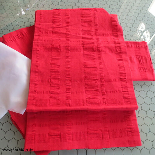 einfacher roter Baumwolle Seersucker Kimono Obi - Maru Breite